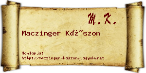 Maczinger Kászon névjegykártya